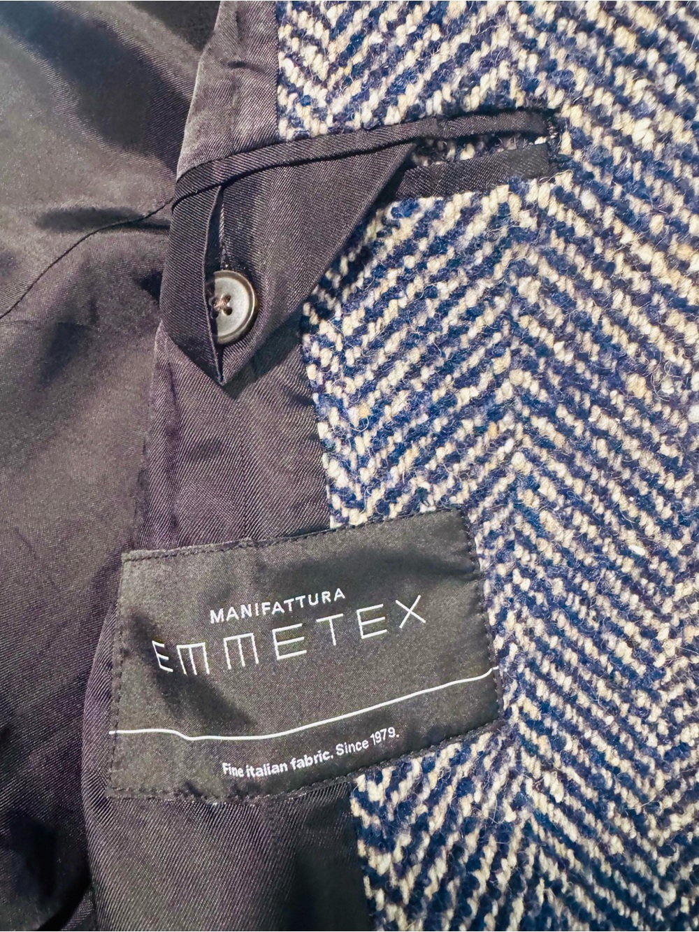 NWT Banana Republic Blazer Jacket in Herringbone Navy Italian Wool Blend US M - Picture 6 of 10